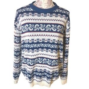 Vintage Woolen Mills Fair Isle Sweater Crewneck Knitwear, Iowa,  L/XL